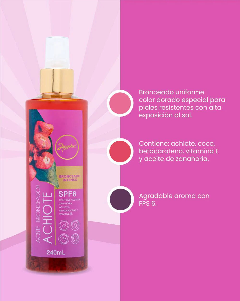Aceite bronceador de Achiote Anyeluz